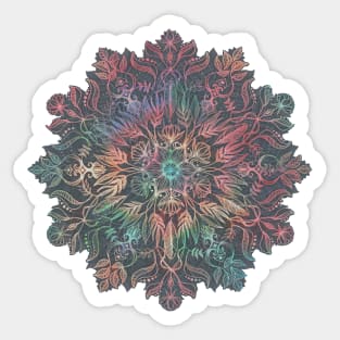 Winter Sunset Mandala in Charcoal, Mint and Melon Sticker